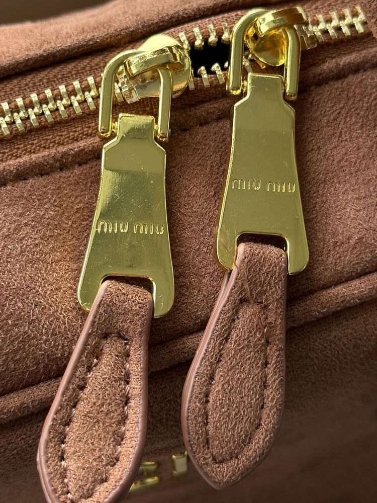 Torebka Miu Miu arcadie suede textile brown