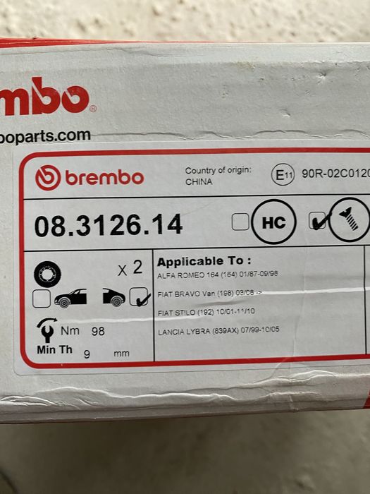 tarcze i kocki tyl fiat 251x10mm lancia alfa romeo