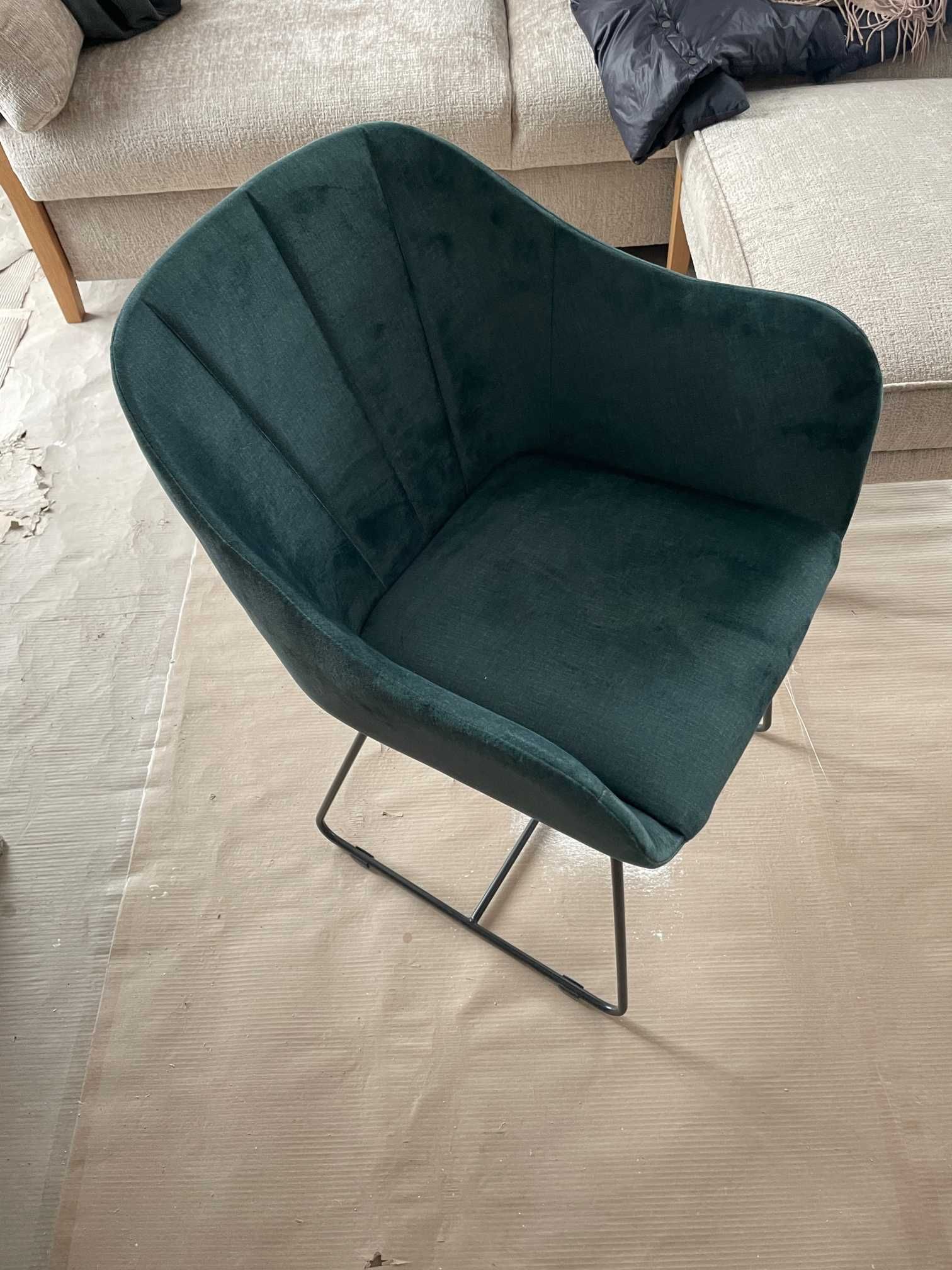 Krzesło Fotel, 4 sztuki, nowe, tkanina materiał typu velvet
