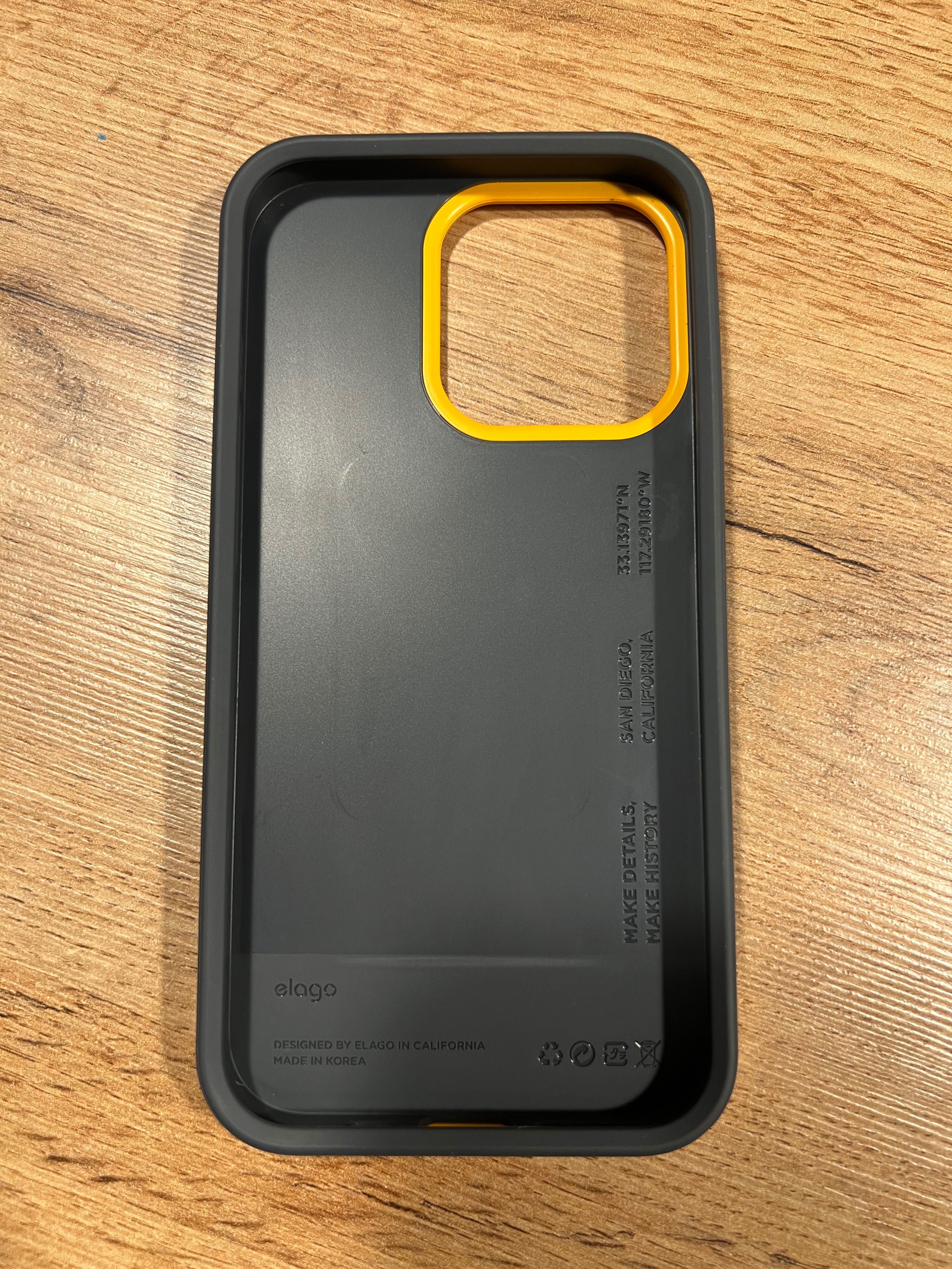 Etui iPhone 13 Pro Elago Glide szaro-żółte, bdb stan