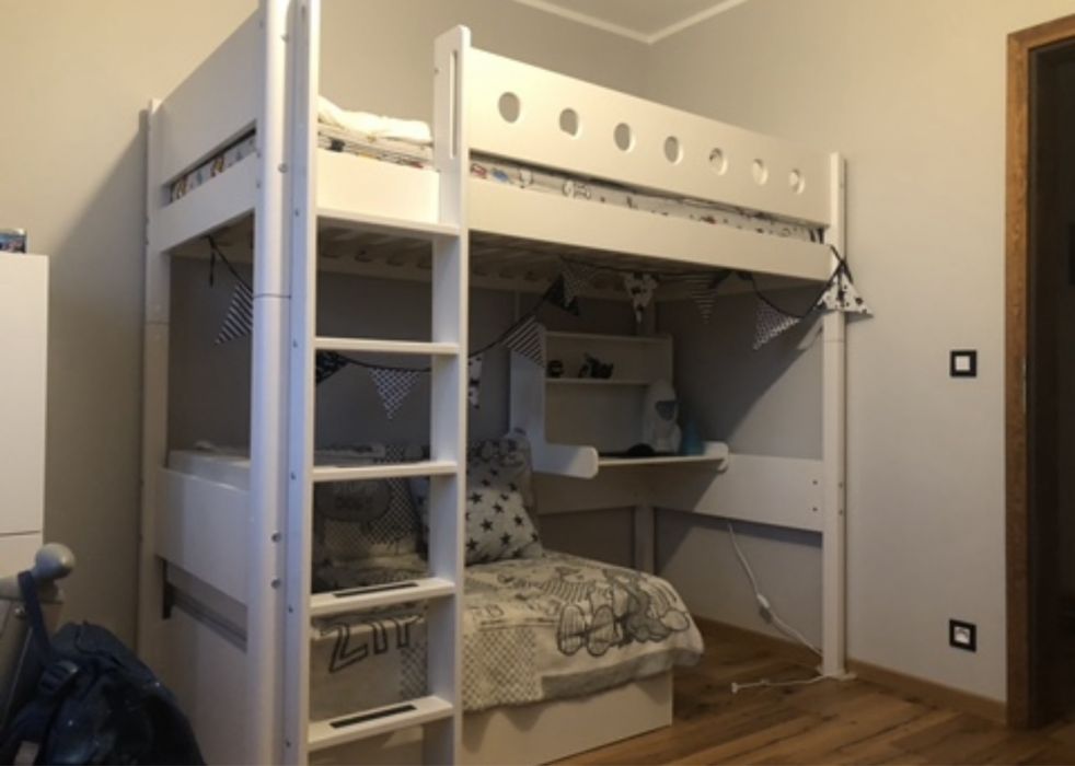 Flexa łóżko piętrowe biurko materace białe skandynawskie