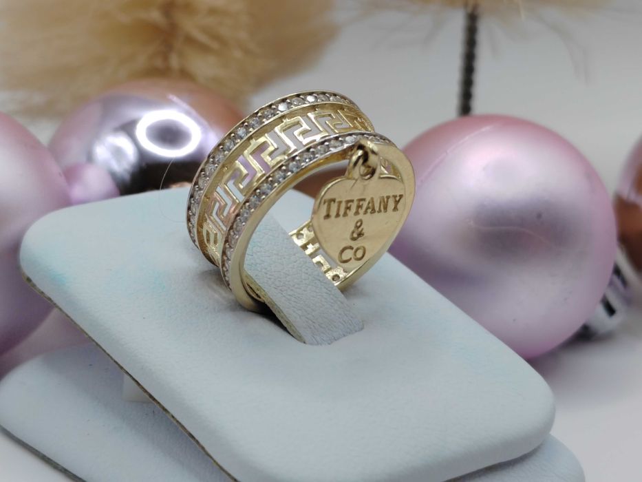 NOWY Złoty Pierścionek Tiffany Grecki Cyrkonie r13 / Złoto 585