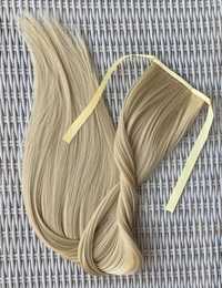 Mega długie włosy doczepiane, naturalny blond, kucyk, 85 cm ! ( 130 )