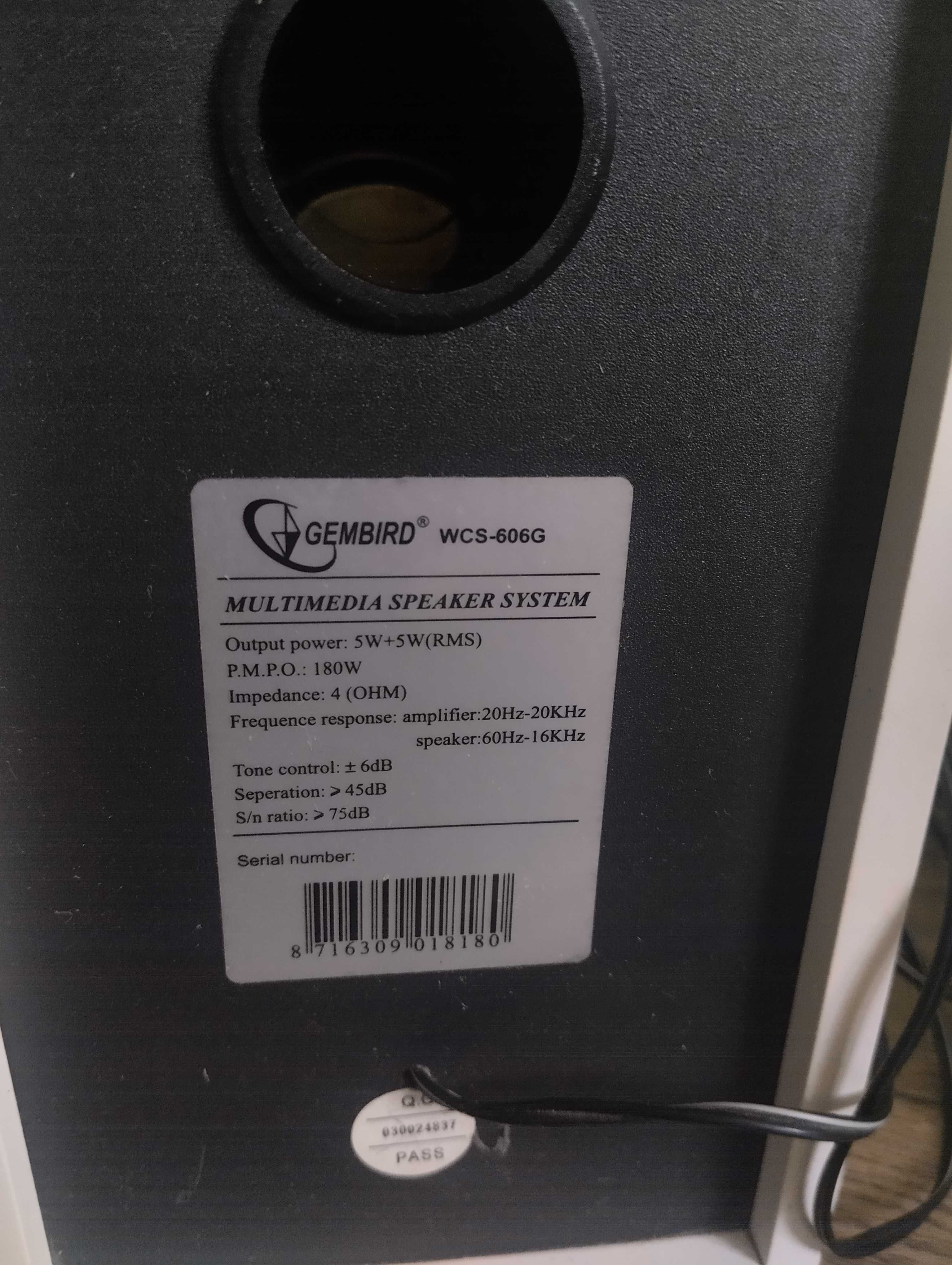 Аудіоколонки для Пк,  GEMBIRD WCS-606G, корпус Дерево