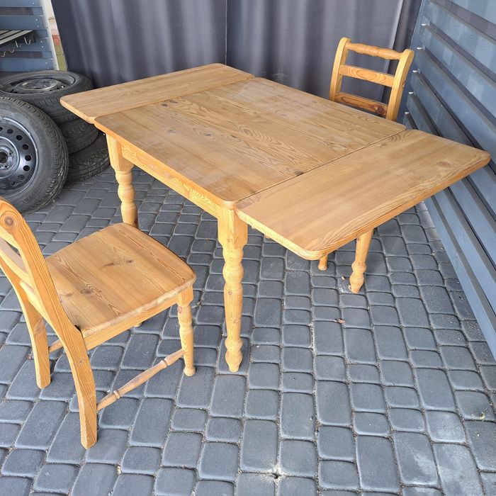 Stół lite drewno rozkładany plus a krzesła