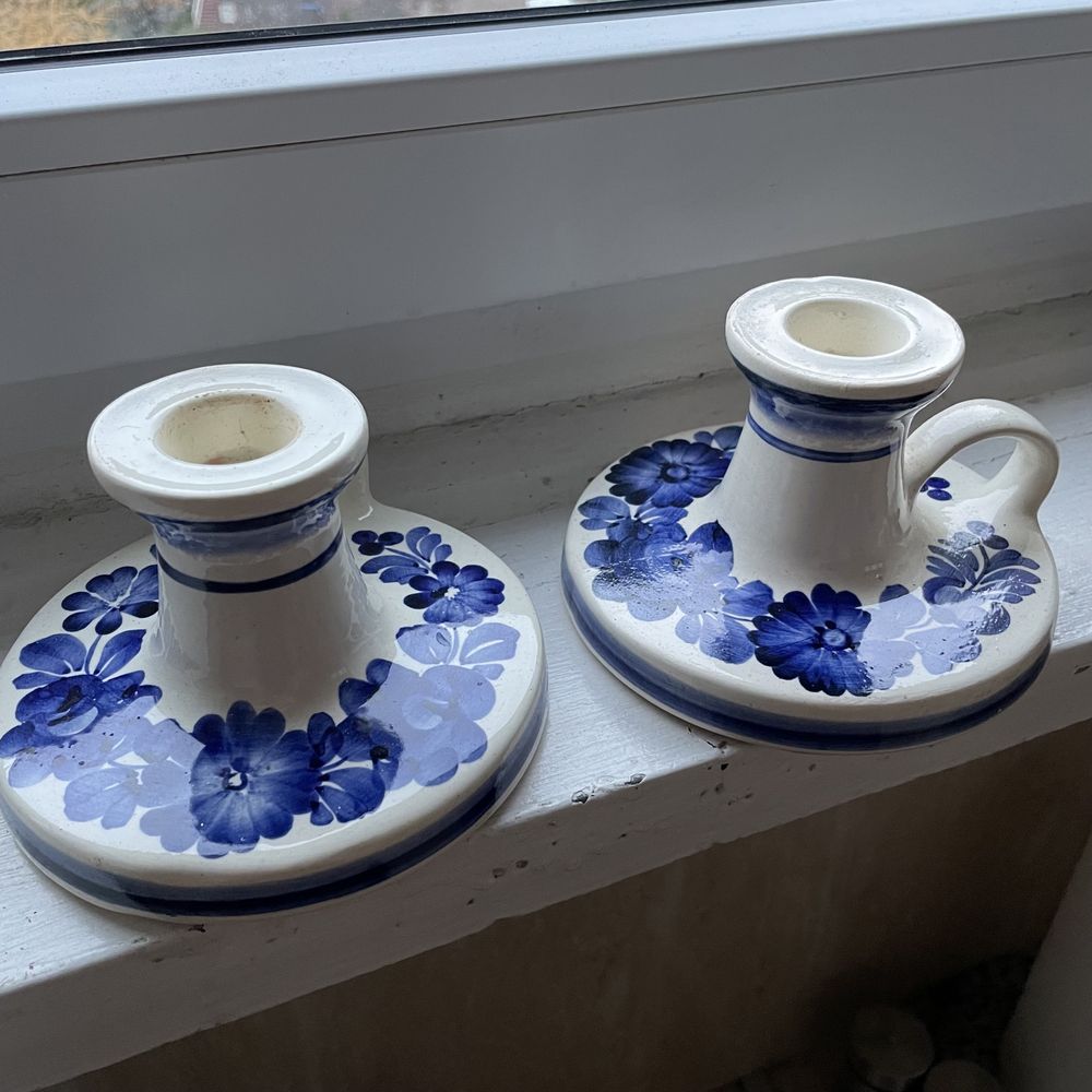 Włocławek kaganek świecznik porcelit prl stary malowany