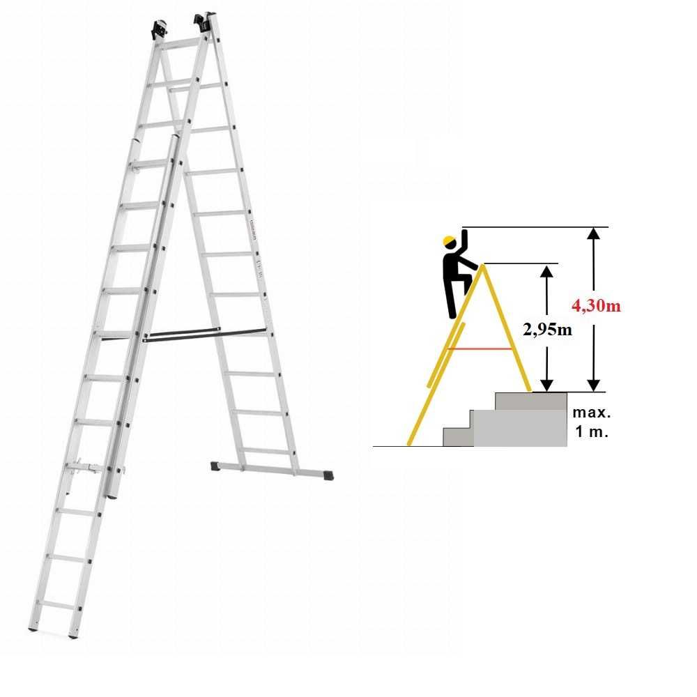 Drabina 3x11 HEco PROFESSIONAL o zasięgu roboczym max. do 8,45 m