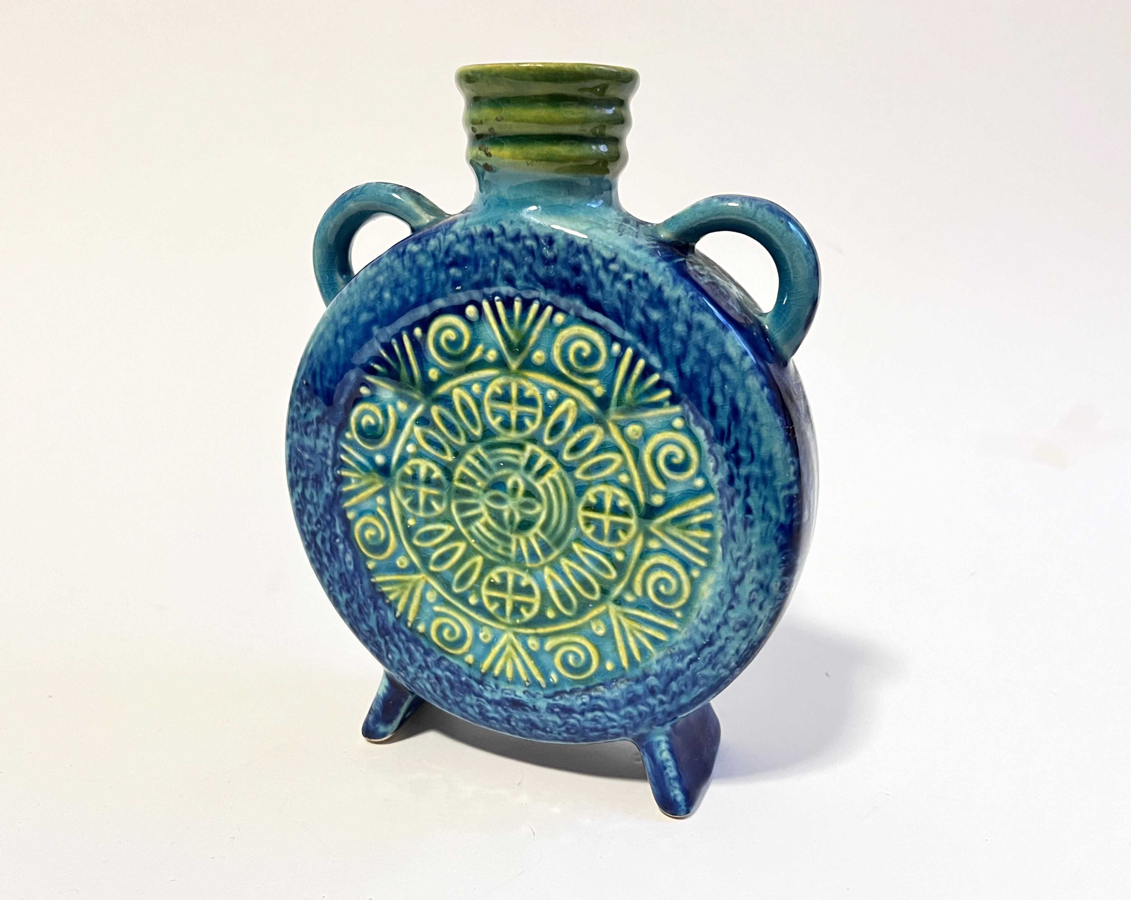 Ceramika wazon niebiesko-zielony Bay Keramik  ludowy etniczny