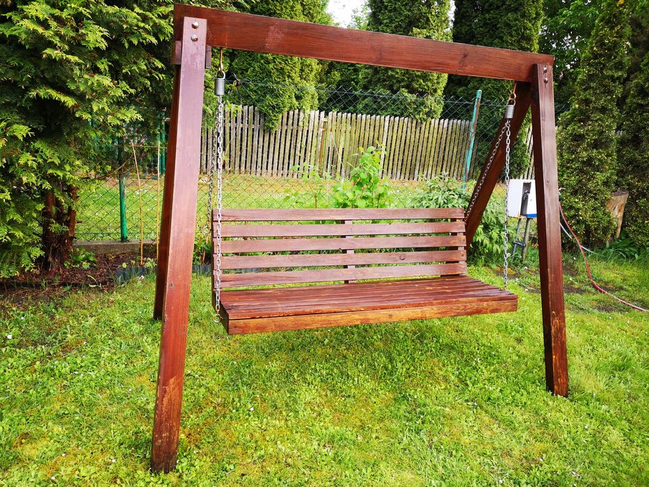 Huśtawka ławkowa ogrodowa, bujawka drewniana