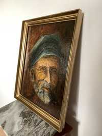 Antyk stary obraz olejny sygnowany portret mezyczyny marynarza rybaka