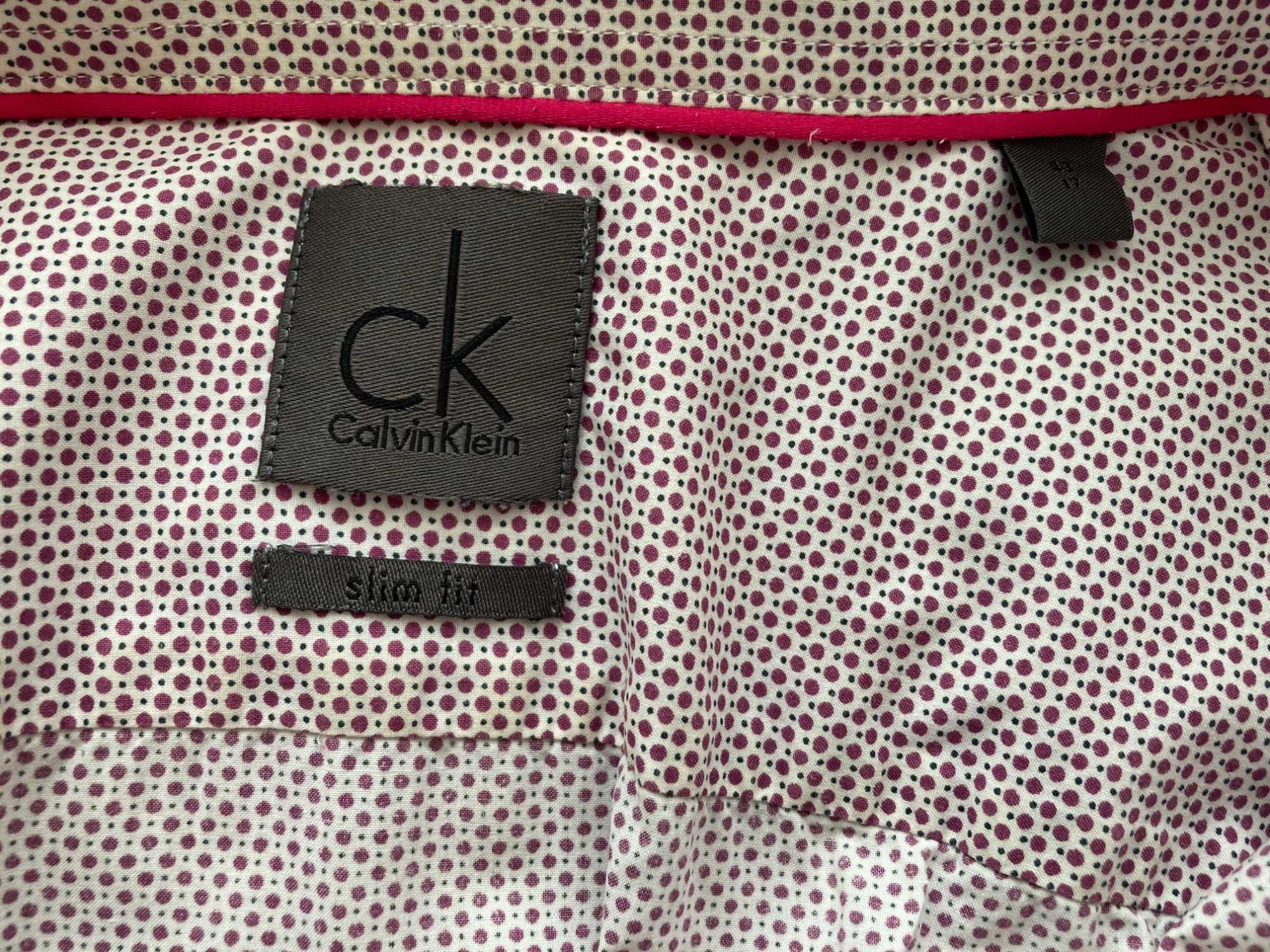 fioletowa koszula męska - Calvin Klein - 43 slim fit - super stan