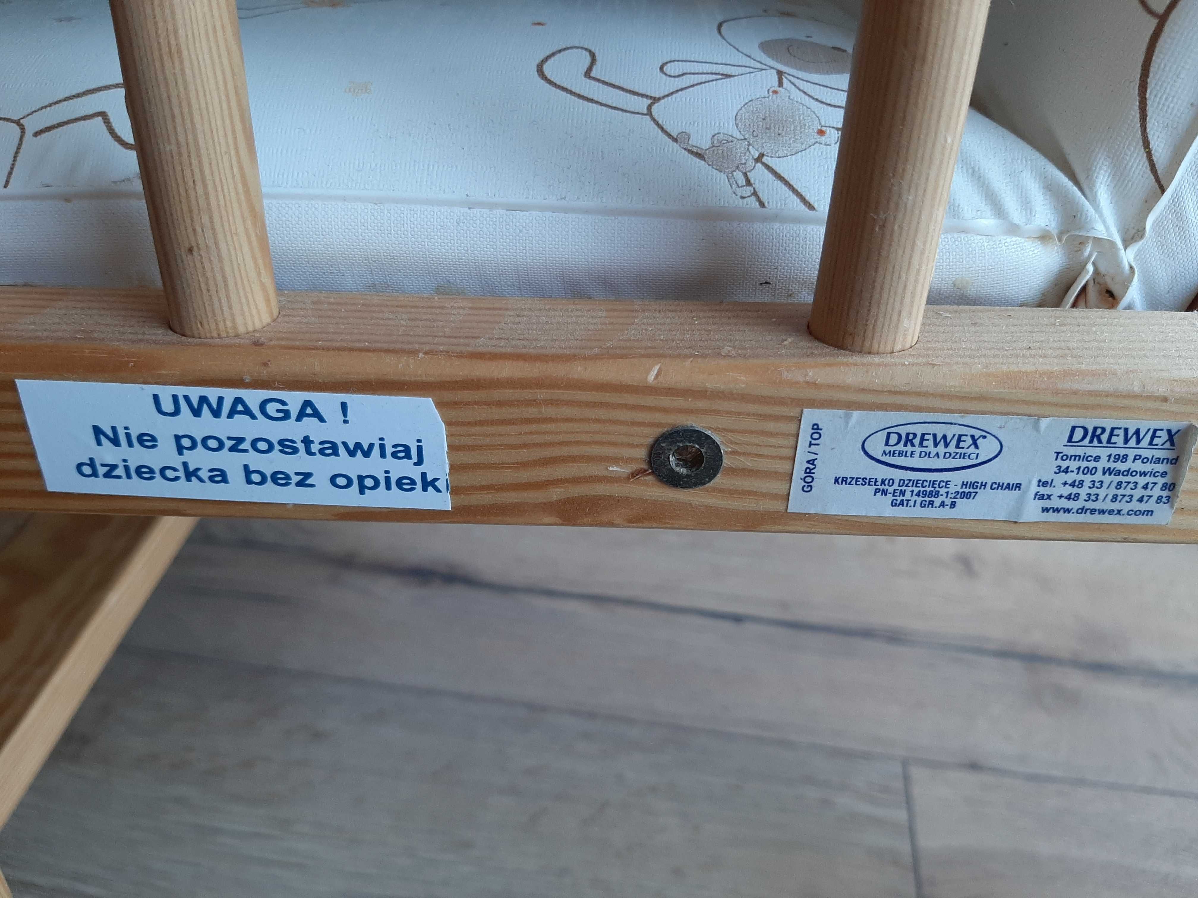 Drewniane krzesło krzesełko do karmienia 2w1