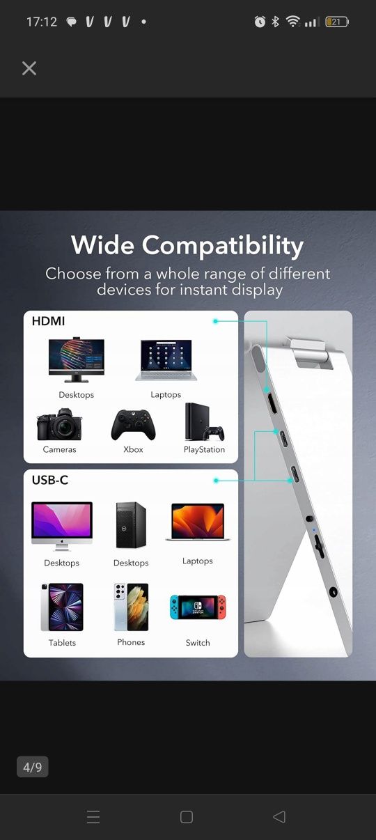 Monitor LED ESR TH-156FC 15,6 " 1920 x 1080 px