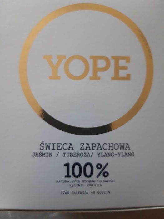 Świeca zapachowa YOPE jaśmin/tuberoza/ylang-ylang 200g_NOWA