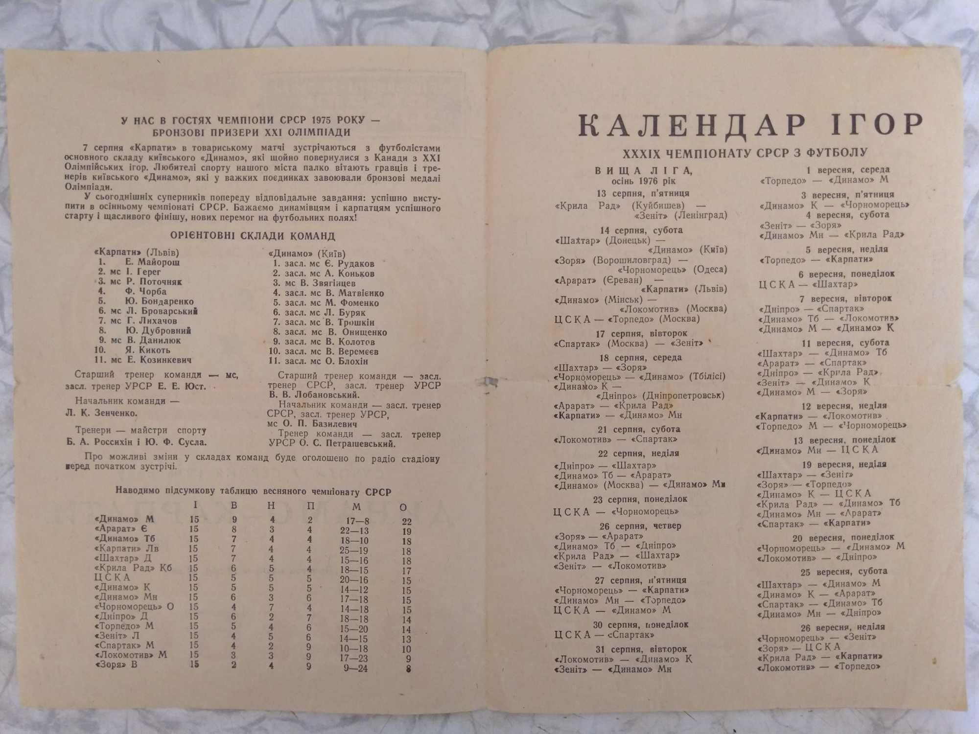 Билеты футбольные Афиши Карпати Динамо Зірка 1975 1976 1979 ссср