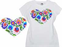 3 KOLORY Koszulka z sercem łowicka cleo bluzka ludowa góralska t-shirt