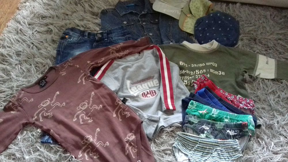 Kurtka i spodnie jeans 80/86 jesień ciuszki czapki kaszkiet chłopie