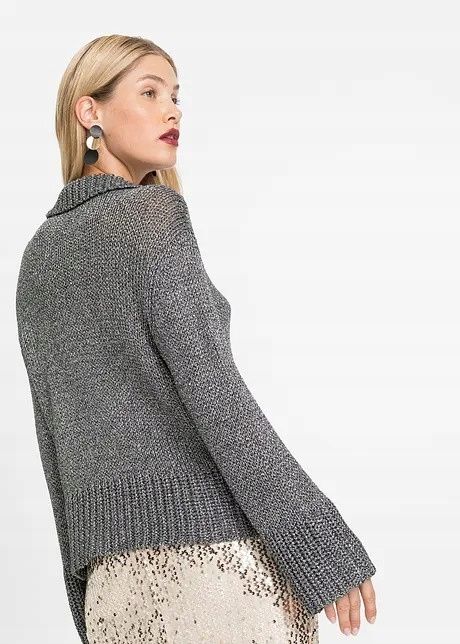B.P.C sweter ze srebrną nitką i kołnierzykiem r.44/46