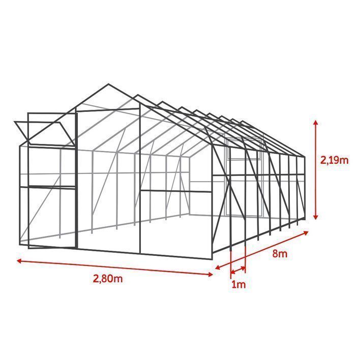 Szklarnia z poliwęglanu 2,8x8m ogrodowa "domek" 20x40 poliwęglan 6mm