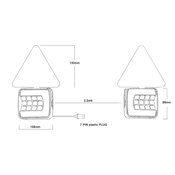 Conjunto Magnético de luzes Led traseiras FHK-L1853 com 7.5m