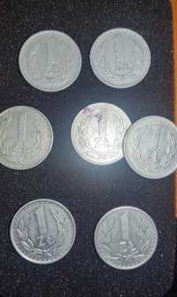 1 zł 7 monet PRL z lat 1973, 75, 77, 82, 85, 86
