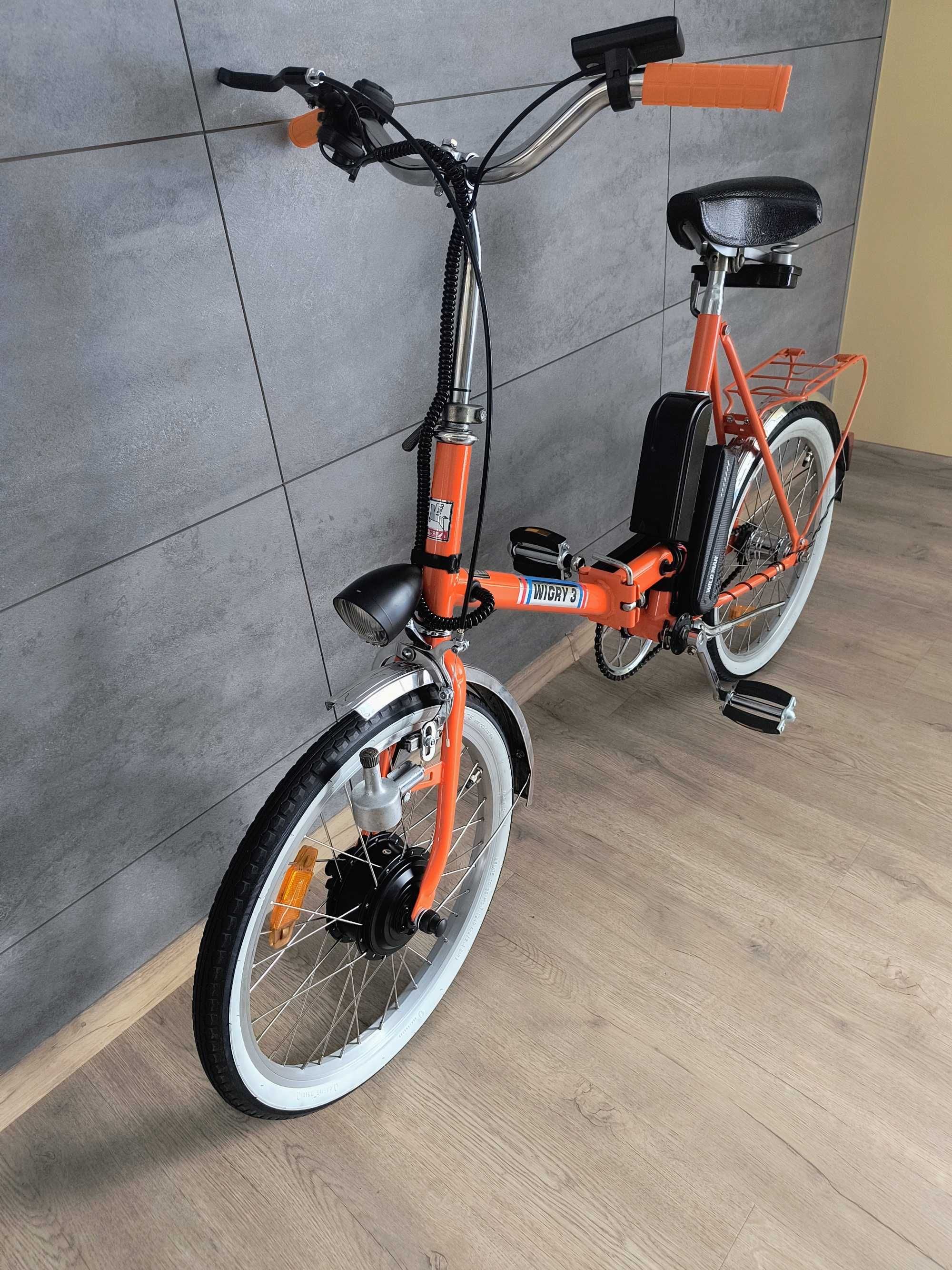 Wigry 3, e-wigry, rower elektryczny, klasyk PRL - pomarańczowy