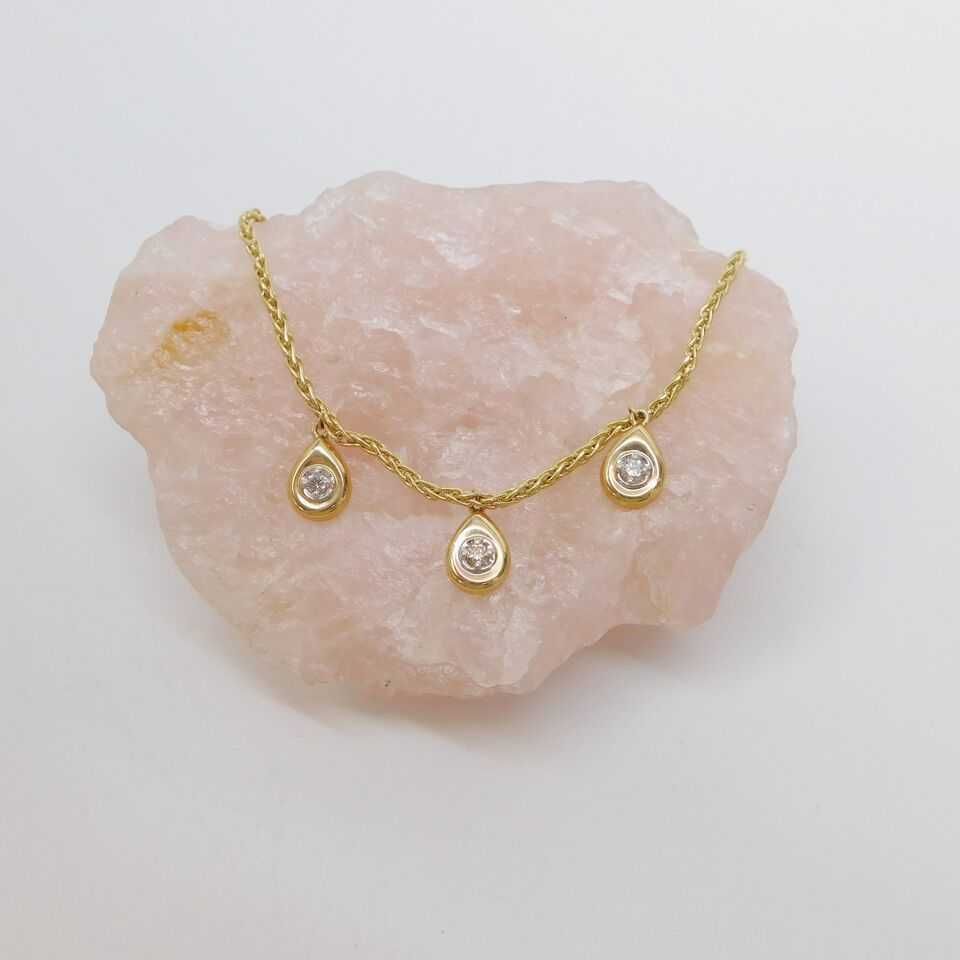naszyjnik złoto 14K 585 diamenty brylanty 0,26 ct 6,73 g certyfikat