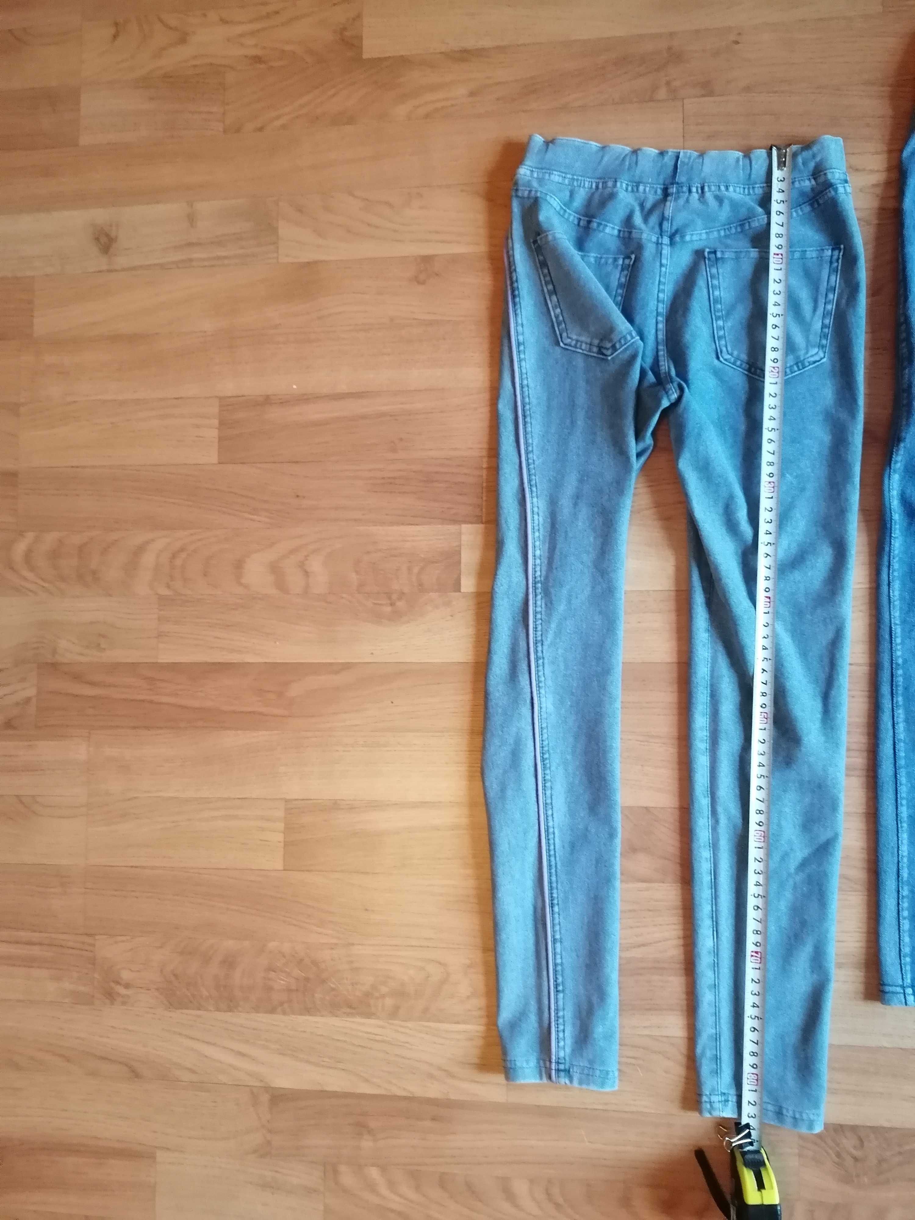 Spodnie 140/146 h&m, elastyczne jeansowe, bluzka Smyk+gratis niebieska