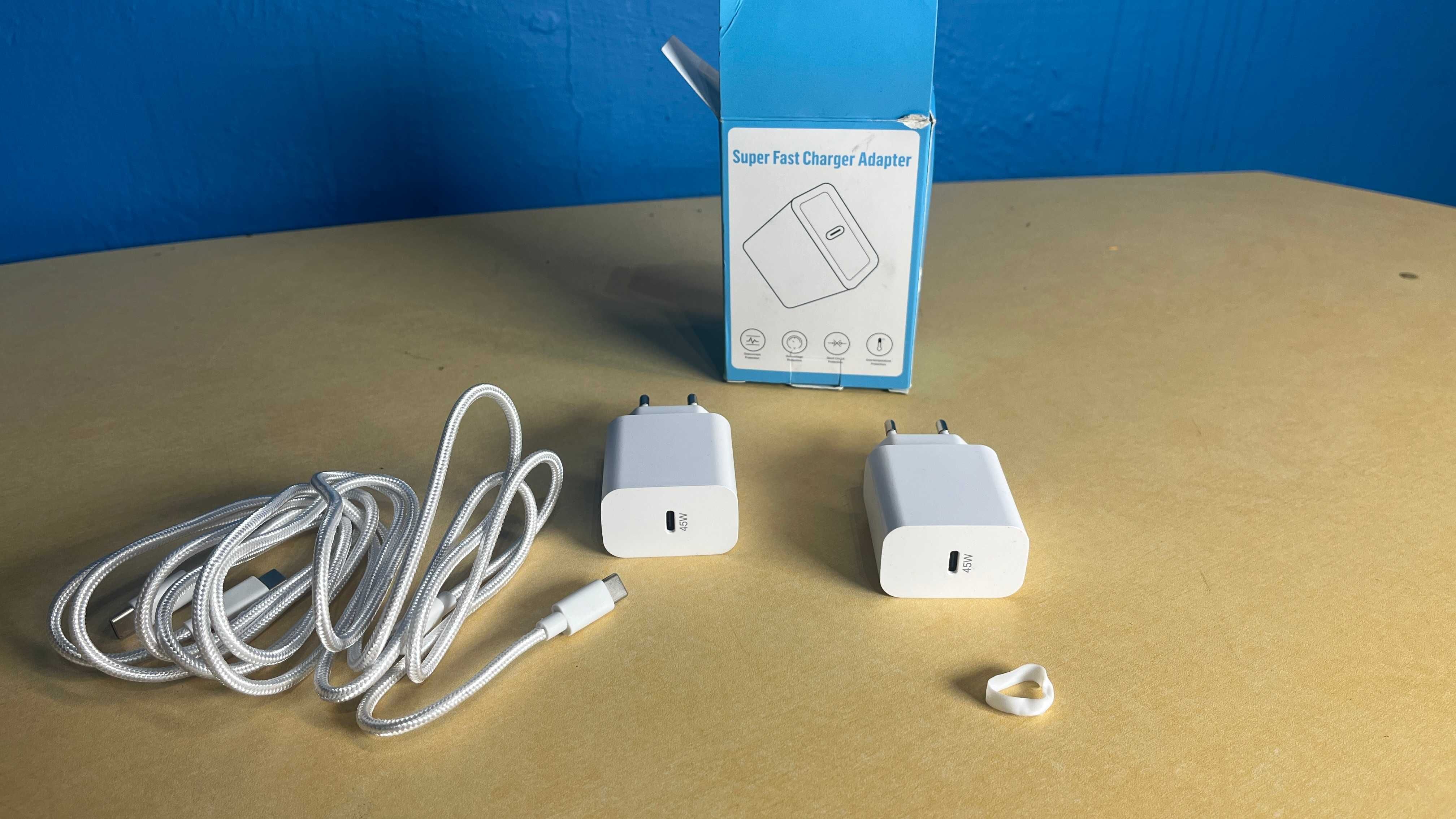 2x Ładowarka Zasilacz  USB C 45W, z kablem Wtyczka Typu-C 120cm, spp34