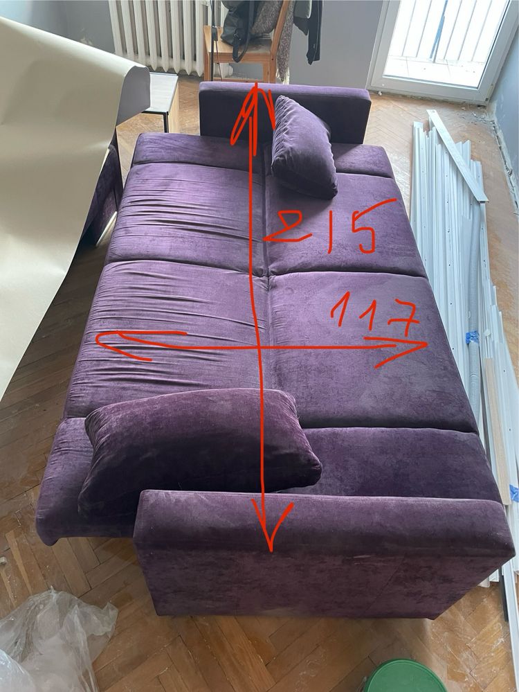 Rozkładana sofa kanapa fioletowa