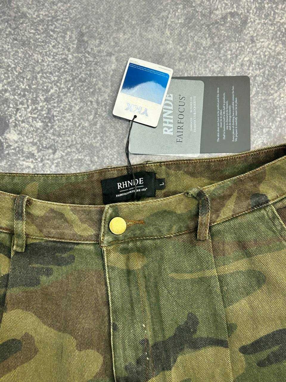 Шорти камо зелені карго хакі джинсові камуфляж distressed шорты хаки M