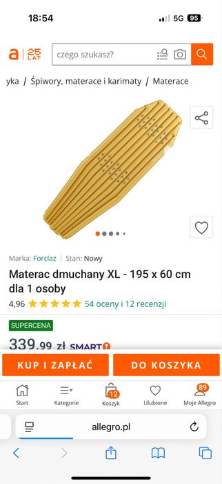 Materac na biwak pod namiot