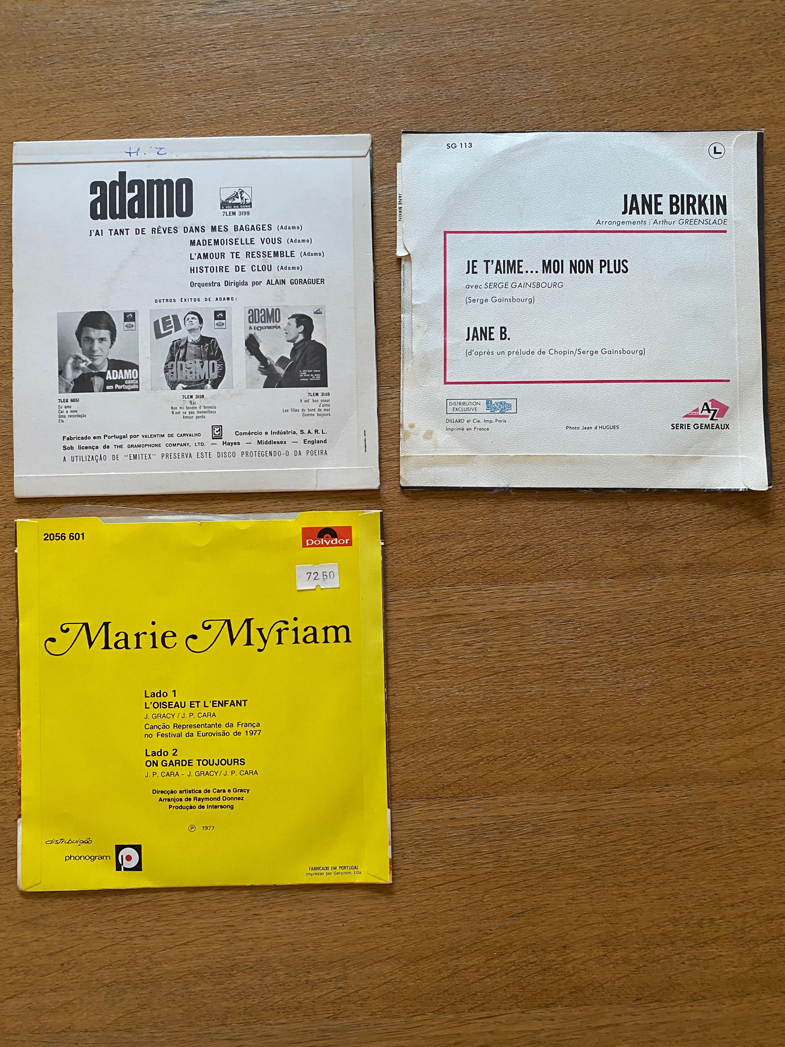 Jane Birkin, Adamo, Marie Myriam, singles vinil