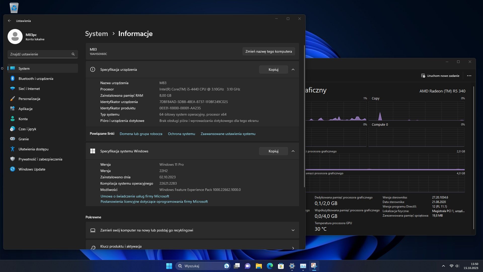 PC Lenovo M83 i5 8gb Radeon Win11 SSD+HDD