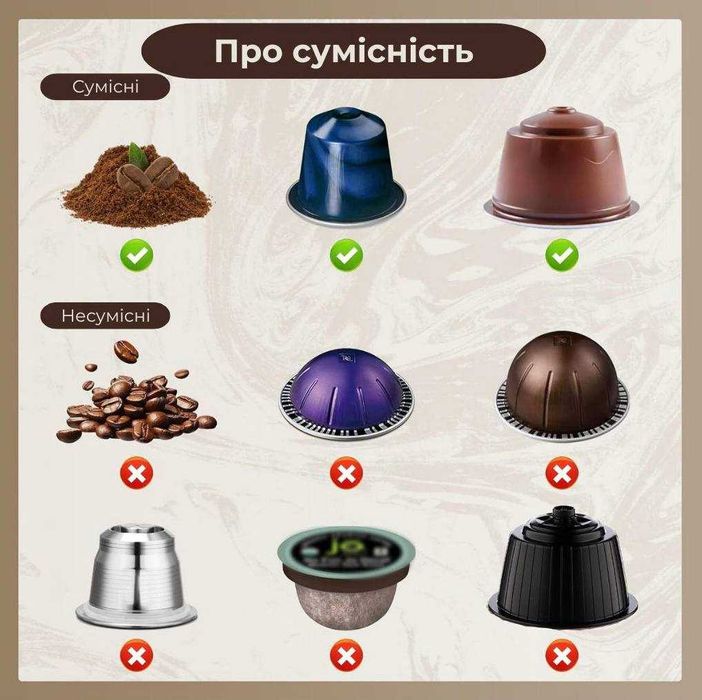 Портативна акумуляторна кавоварка для меленої та капсульної кави