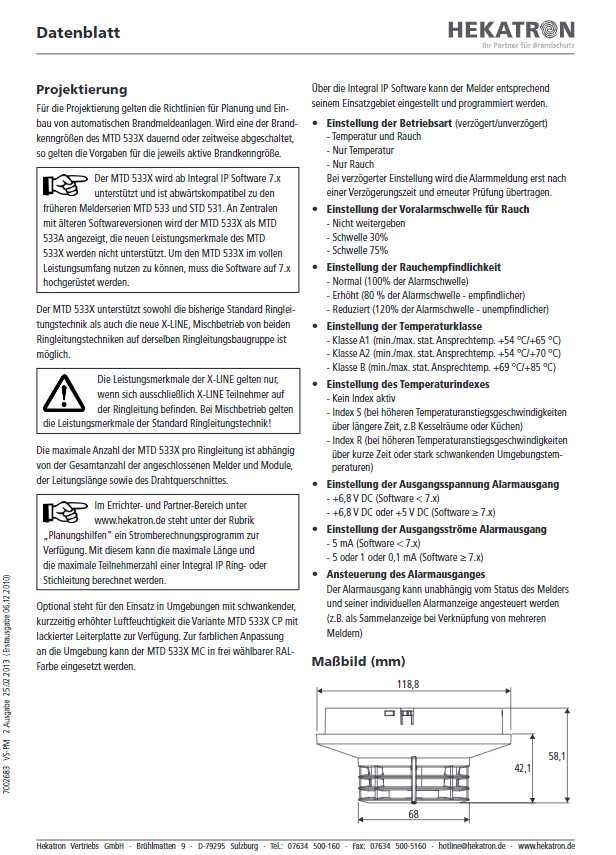 HEKATRON Czujka dymu i ciepał wielosensorowa MTD 533X + Gniazdo