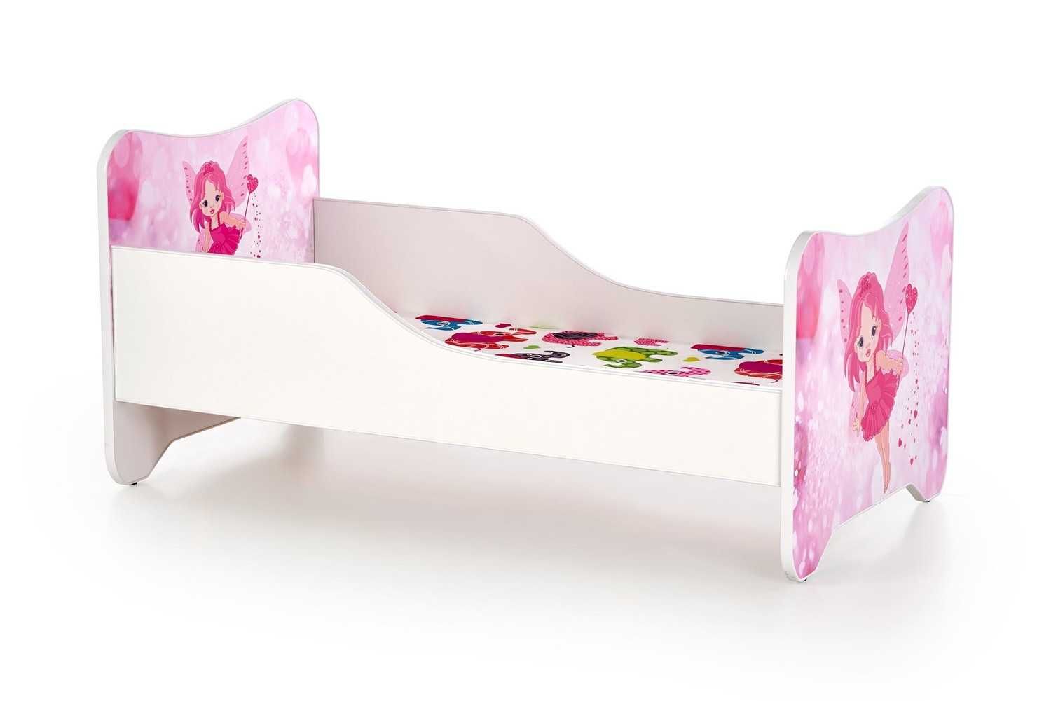 Łóżko dziecięce HAPPY FAIRY w kolorach białym i różowym z materacem