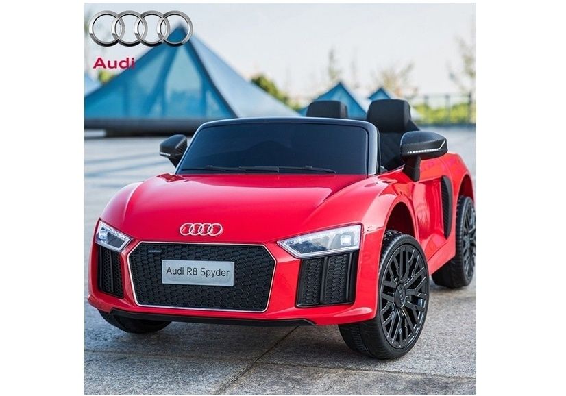 Auto na akumulator AUDI R8 Spyder USB Skóra Gumowe koła czerwony