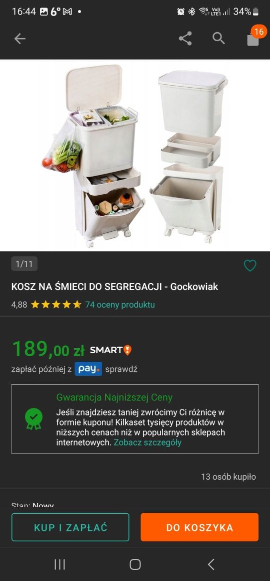 Mobilny kosz na śmieci do sortowania