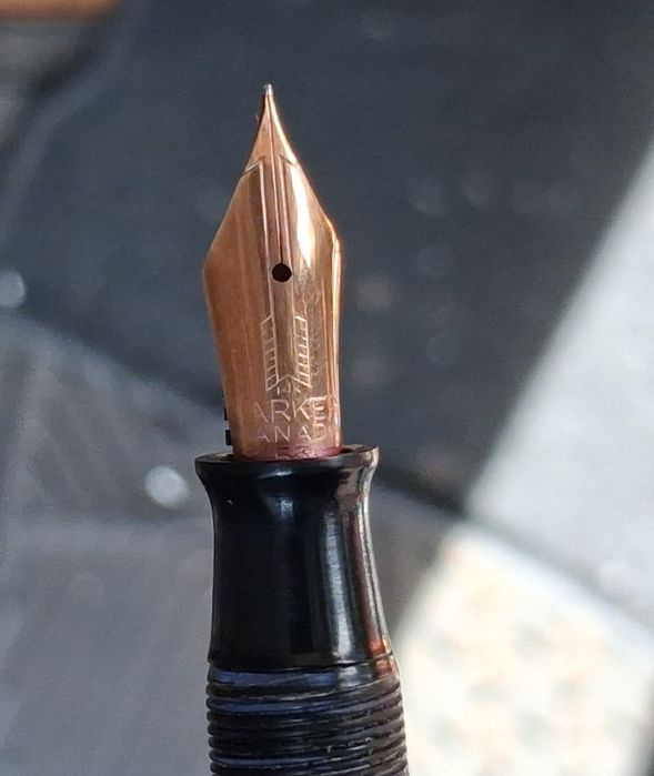 Caneta tinteiro Parker Vacumatic azul e outo