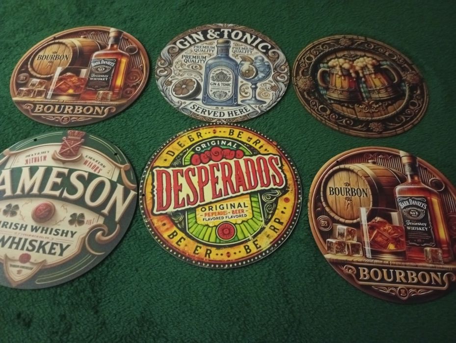 Tablica z drewna do powieszenia Beer Bourbon whiskey średnica 20 cm