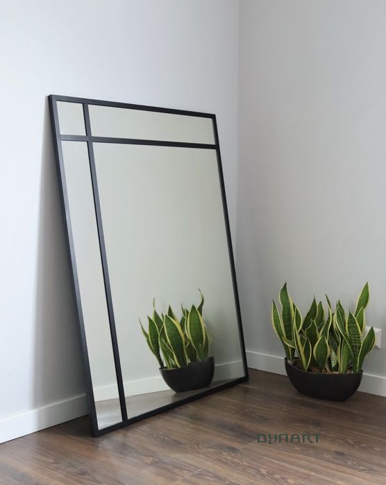 Lustro LOFT Industrialne - 120x90 Czarna Rama ze szprosami! Wysyłka