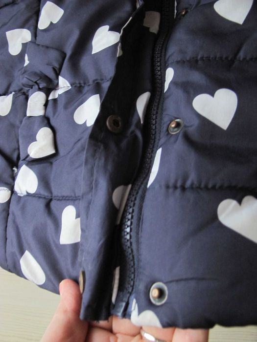 kurtka zimowa dziewczynka 116/122 granat serduszka 5.10.15 zima ciepła