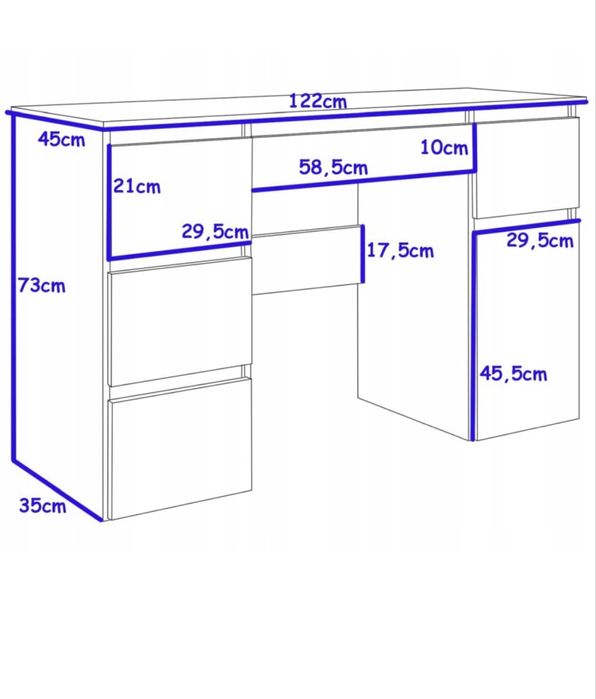Białe biurko z szufladami