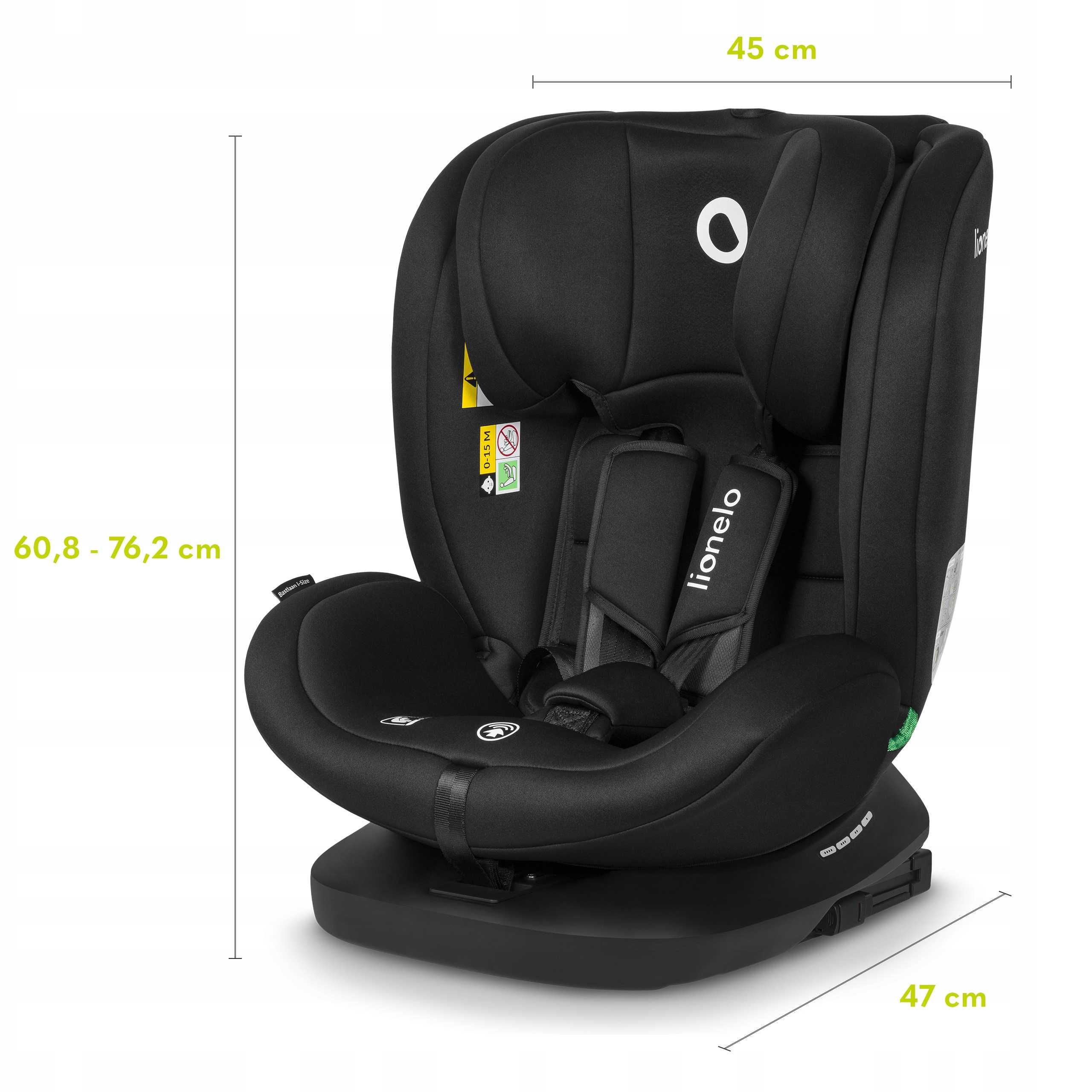 Fotelik samochodowy obrotowy Lionelo BASTIAAN i-Size ISOFIX 0-36kg P-Ń