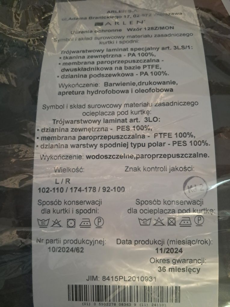 Ubranie Ochronne WP Goratex Wzór 128Z/MON