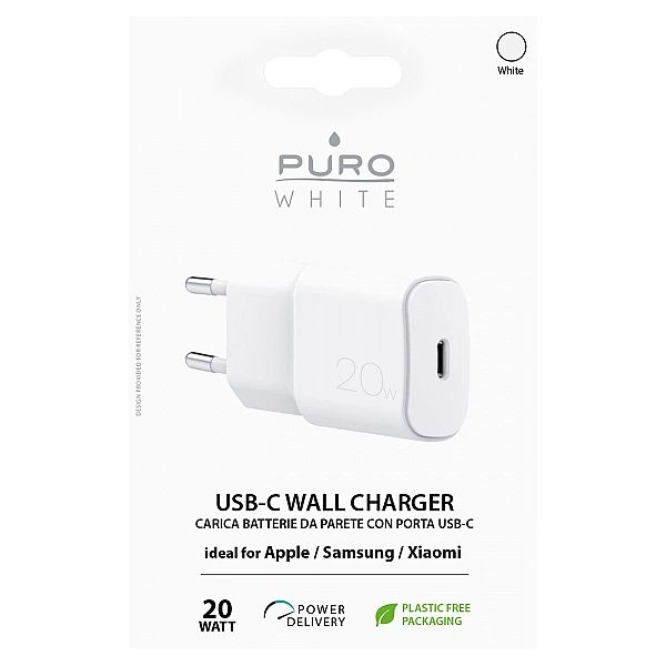 Ładowarka sieciowa Puro White 20W Power Delivery USB-C - biała