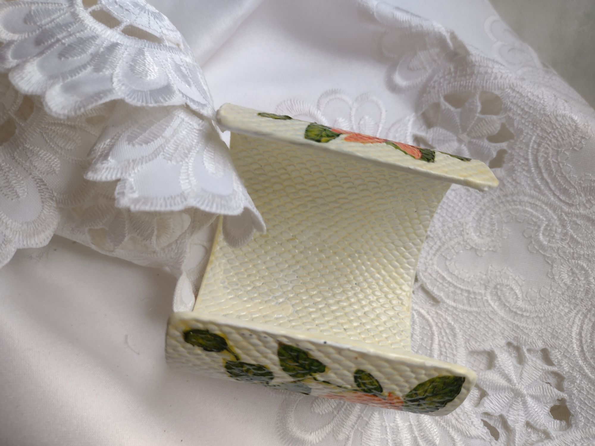 bransoletka szeroka 7cm łososiowe lilie wodne decoupage
