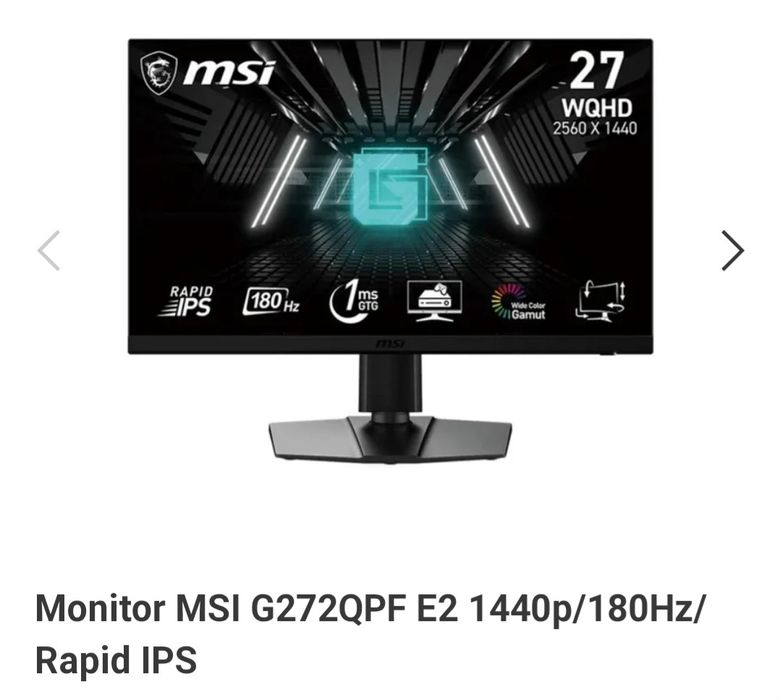 Monitor MSI G272QPF E2 - QHD 180hz