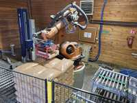 Paletyzacja worków, Robot przemysłowy KUKA, Paletyzator, podajnik